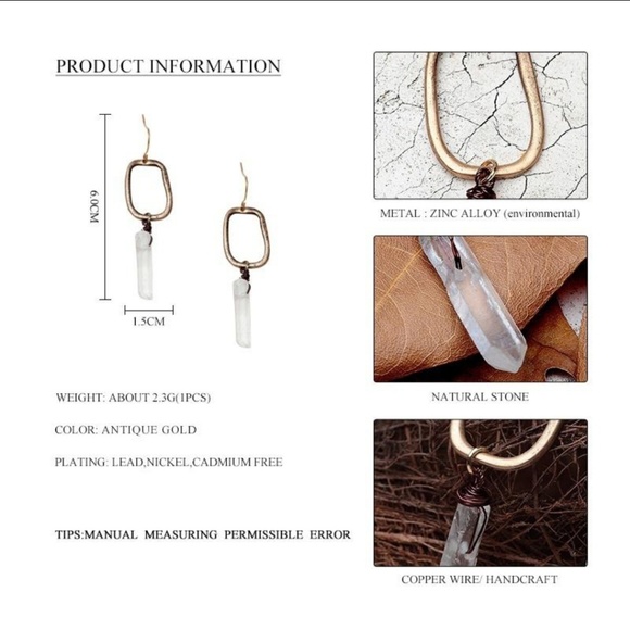 Antiqued Dainty Gold Crystal Wire Wrapped Earrings - Picture 5 of 8